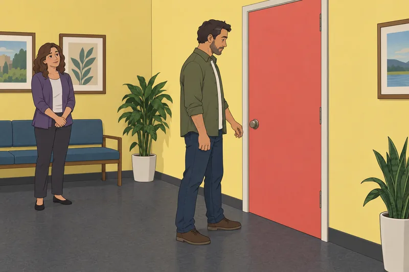 Dysfunctional Attitudes Scale depicts a calm doorway pause.