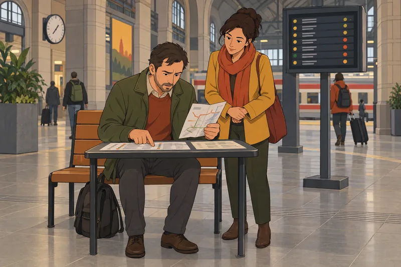 Test de dislexia: hombre revisa un horario