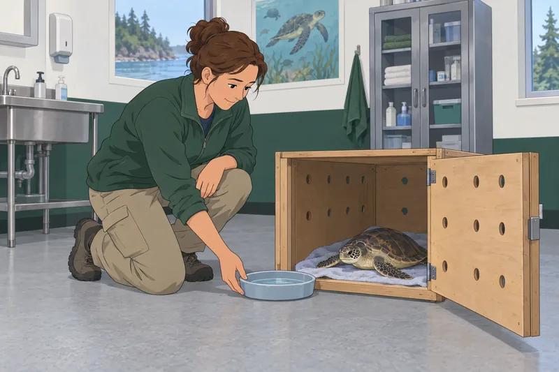 Earth Day Quiz shows a turtle-care clinic.