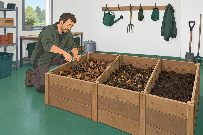 Ecology Quiz: a technician checks compost.