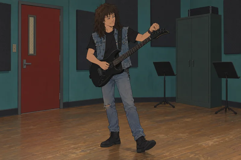 Eddie Munson Quiz: Eddie tunes a guitar.