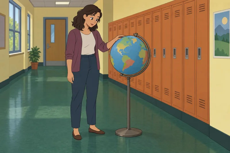 Education Level Quiz shows learner examining a globe.