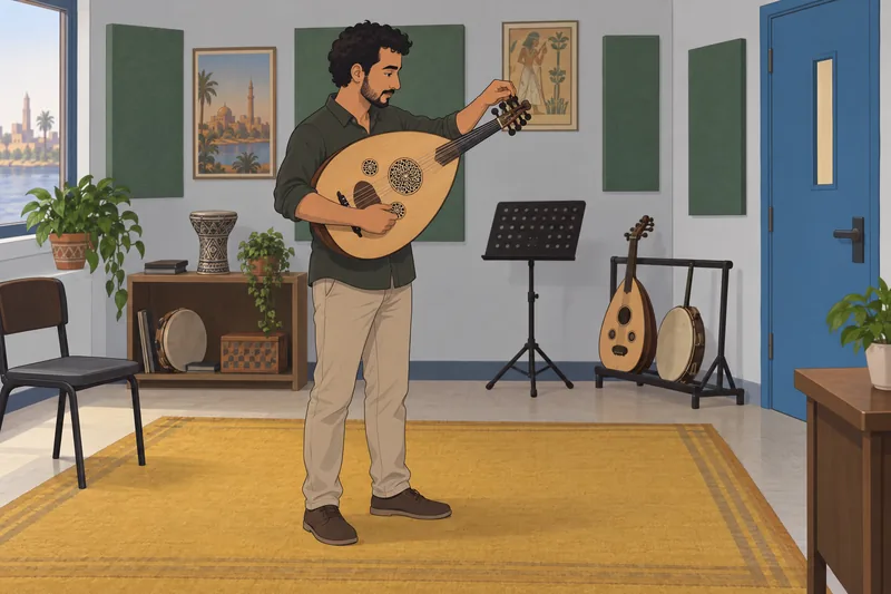 cuestionario sobre Egipto: músico toca un oud.