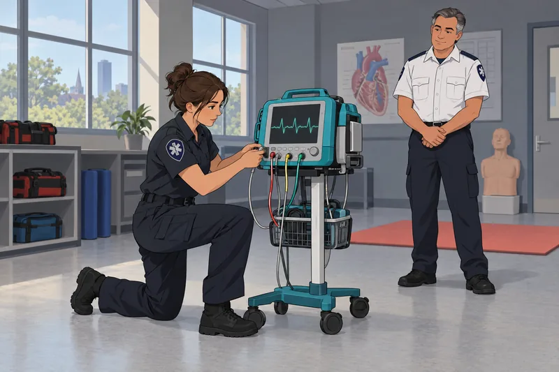 EKG Strip Quiz shows portable monitor training.