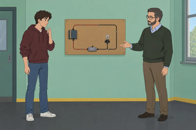 El cuestionario sobre electricidad muestra un circuito.