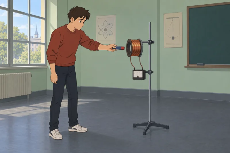 Electromagnetic Induction Quiz: a student moves a magnet.
