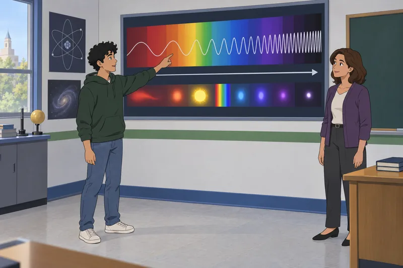 Electromagnetic Spectrum Quiz appears in a physics classroom.
