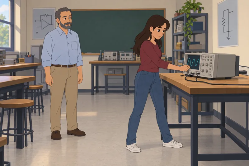 El cuestionario de electrónica presenta un osciloscopio.