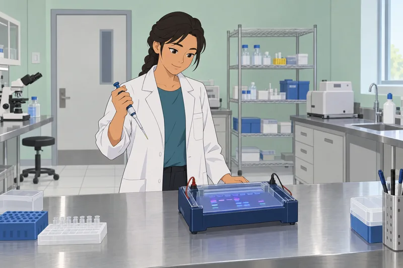 El cuestionario sobre electroforesis muestra un gel.