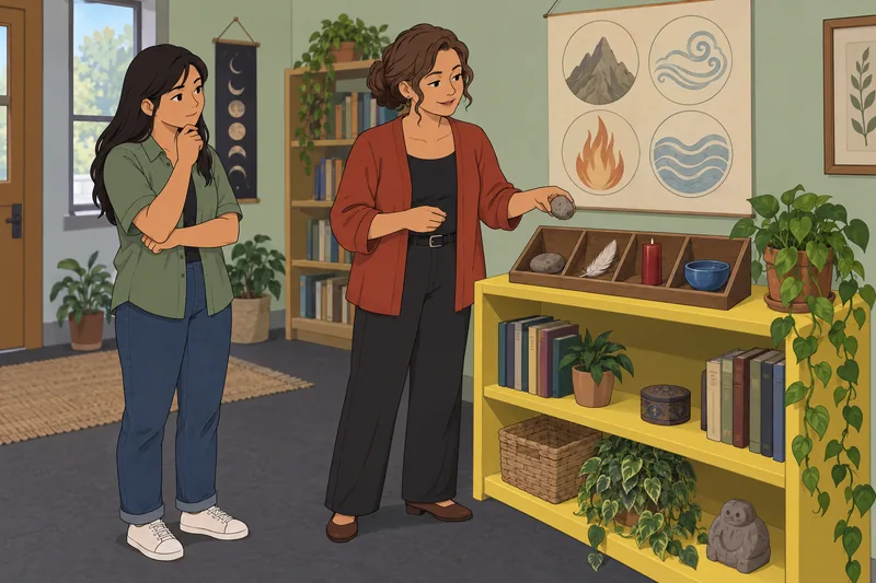 Elemental Witch Quiz: students compare four elemental objects.