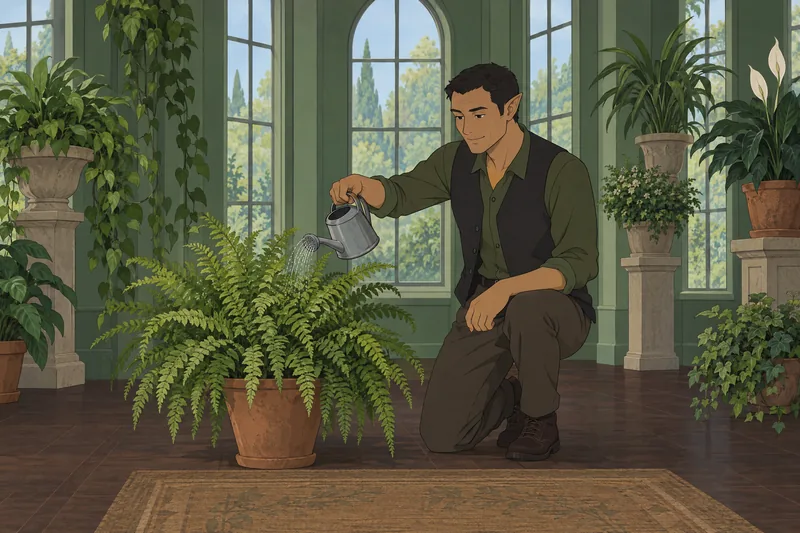 Elf Personality Quiz follows an elf tending ferns.