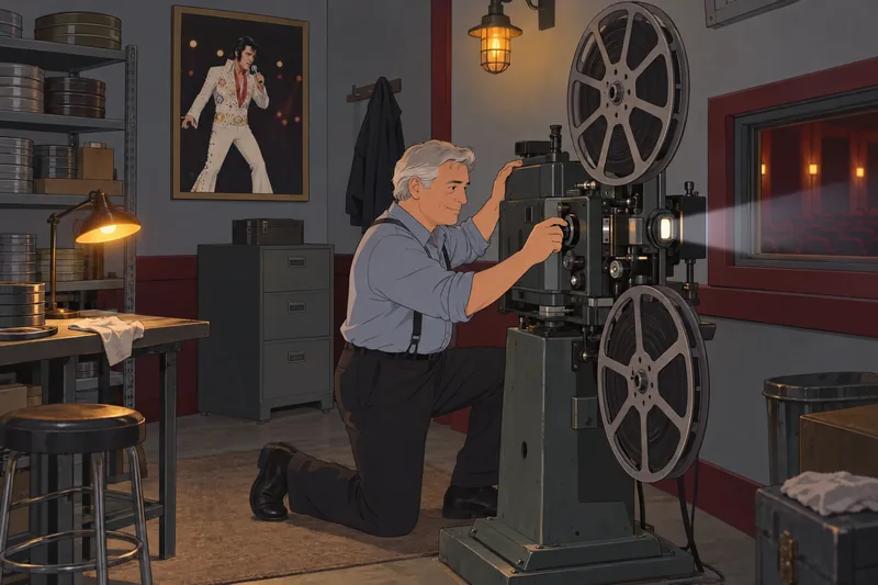 Elvis Quiz shows a projectionist with a projector.