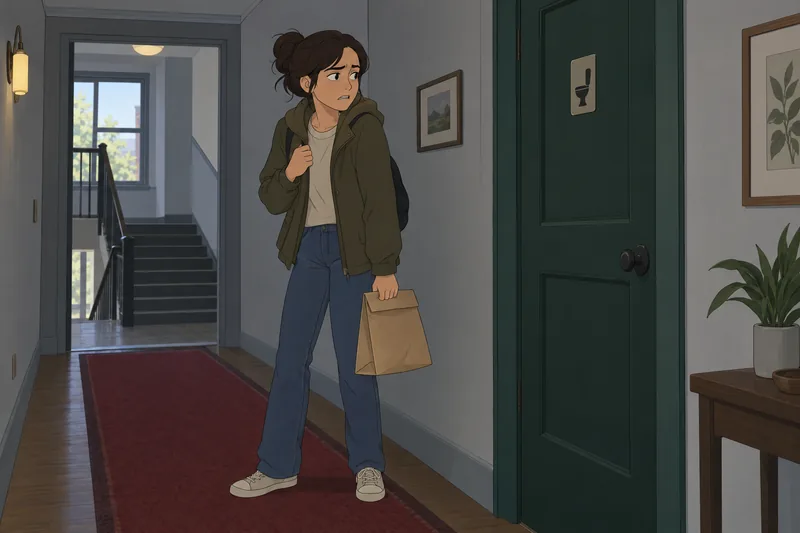 Emetophobia Quiz shows a tenant holding a bag.