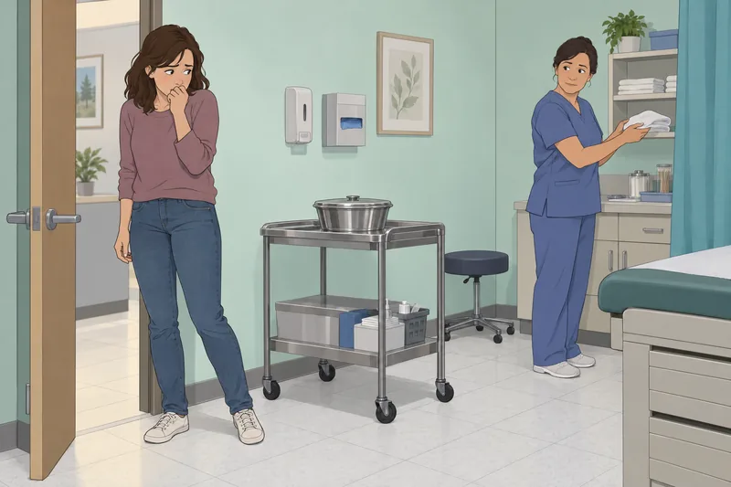 Quiz de emetofobia muestra paciente y bandeja.