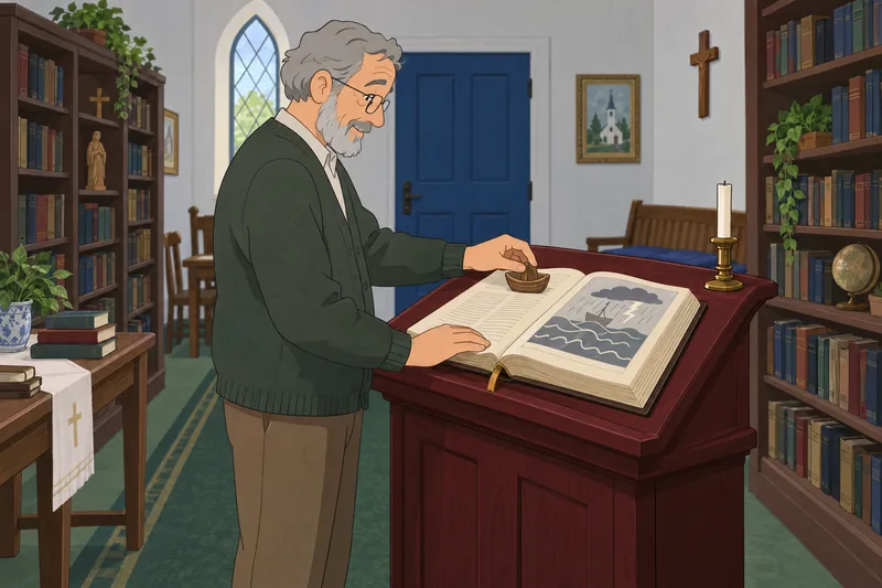 Quiz bíblico con símbolos junto a la Biblia.