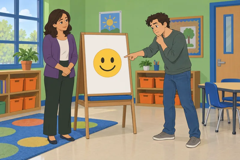 Emoji Quiz appears in a colorful classroom.