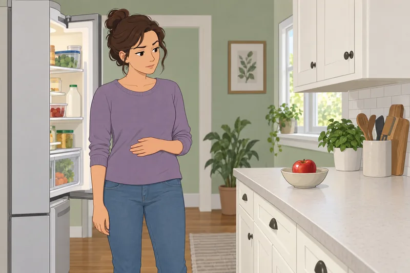 Emotional Eating Quiz shows a thoughtful snack pause.