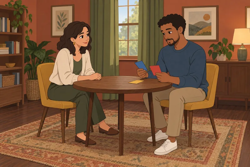 Emotional Intelligence Test shows adults reading emotion cards.
