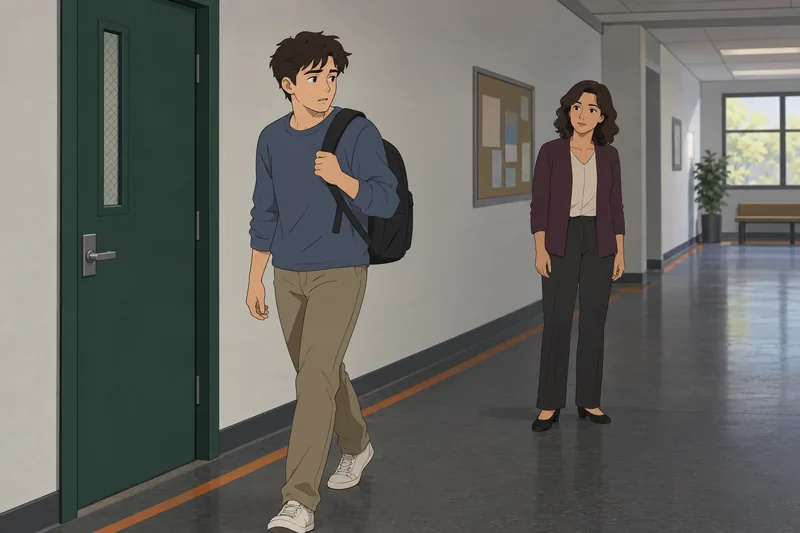 Emotional Tension Scale appears in a hallway.