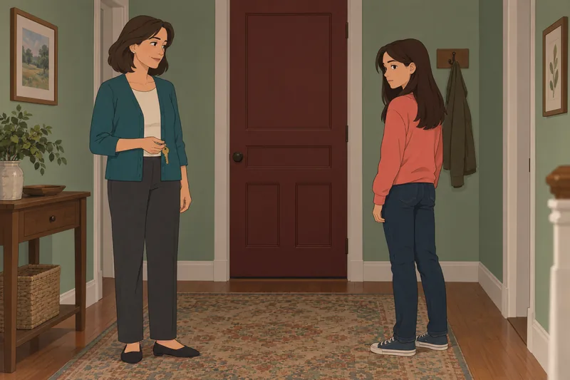 Emotionally Immature Parents stand apart in a hallway.