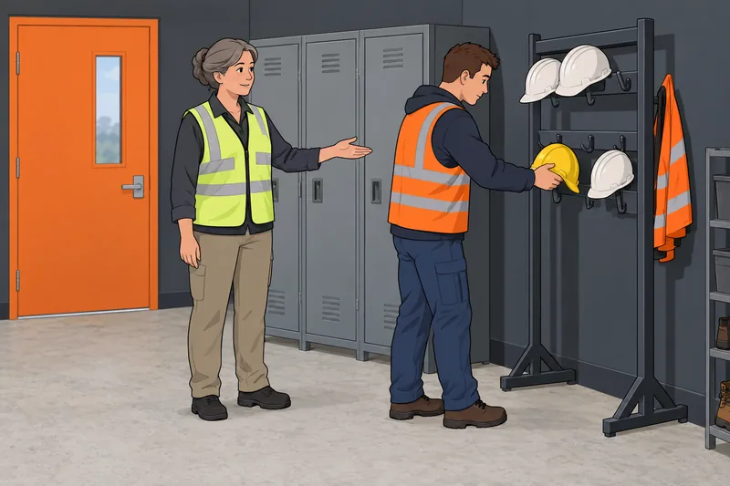 cuestionario sobre derecho: trabajador marca su entrada.