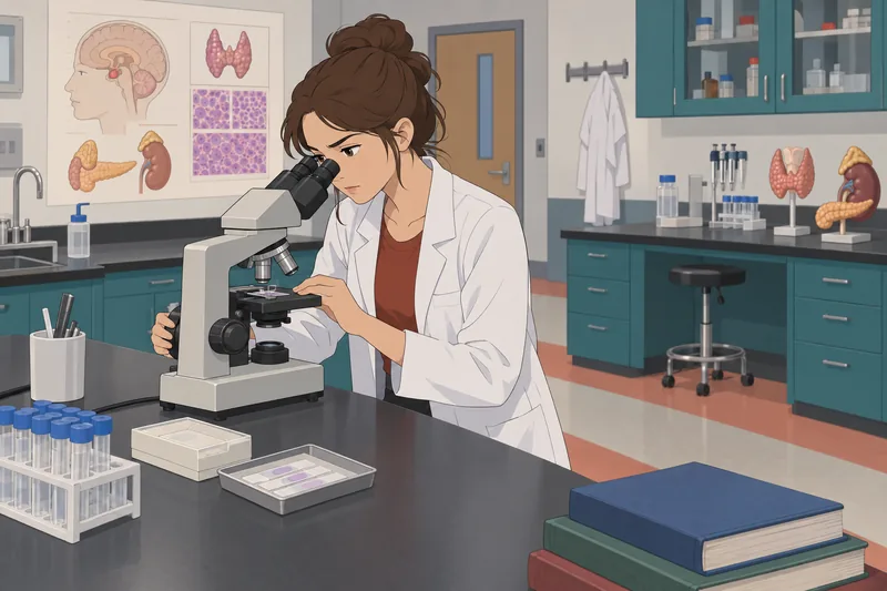 Endocrine Histology Quiz shows microscope work.