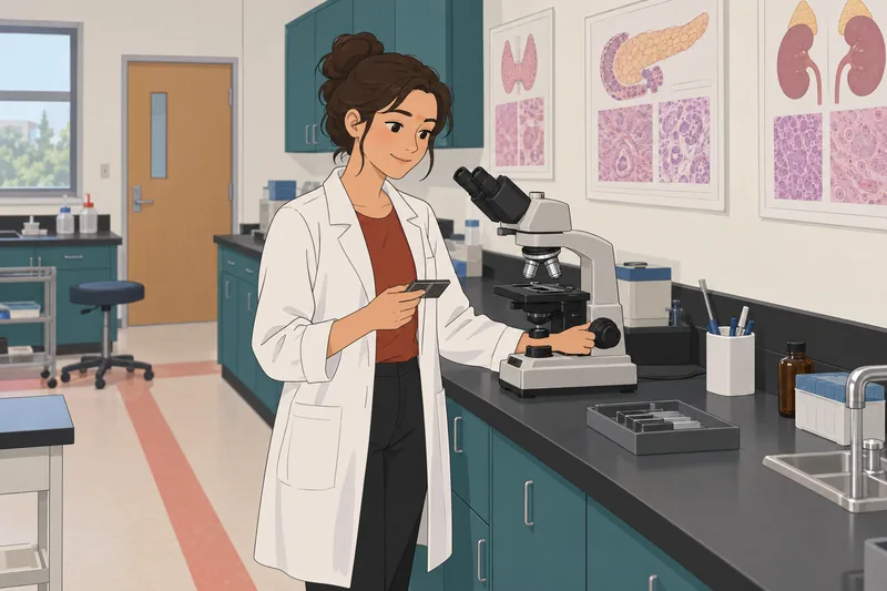 El cuestionario de histología muestra microscopía.