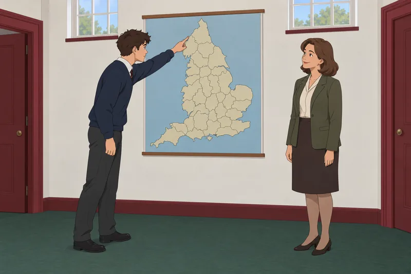 El cuestionario sobre Inglaterra aparece en un aula.