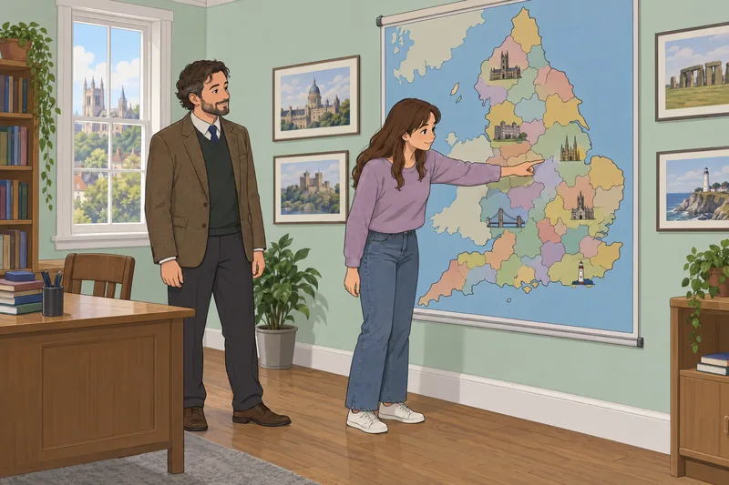 El cuestionario sobre los condados muestra un mapa.