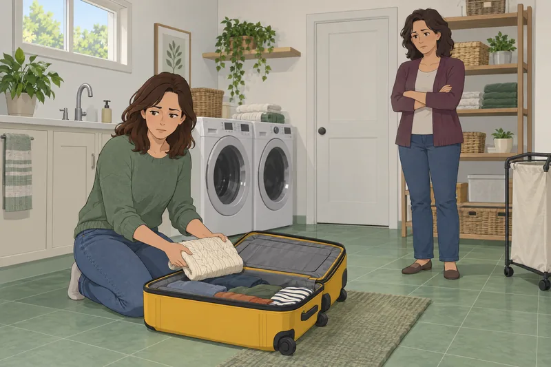 Enmeshed Family Quiz: son packs a suitcase.