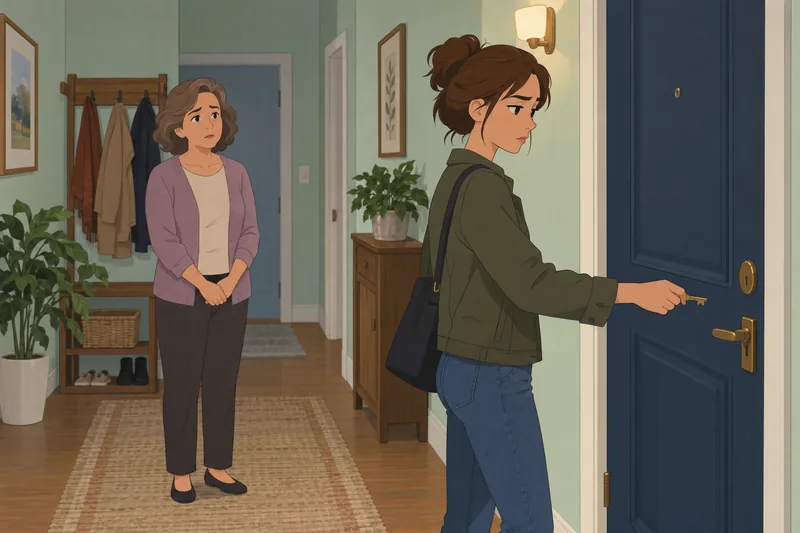 Enmeshed Family Quiz: daughter faces a closed door.