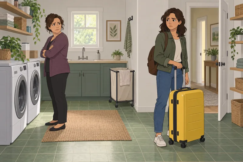 cuestionario sobre familias: hijo prepara una maleta.