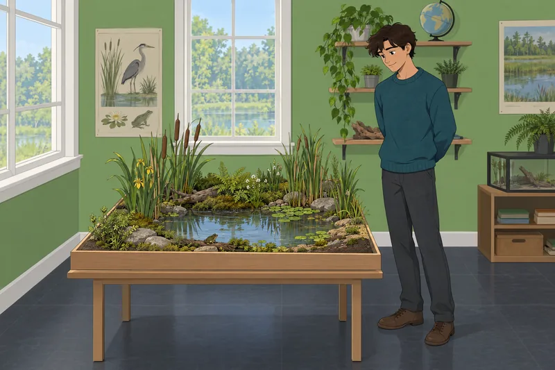 cuestionario de ciencias: estudiante observa un terrario.