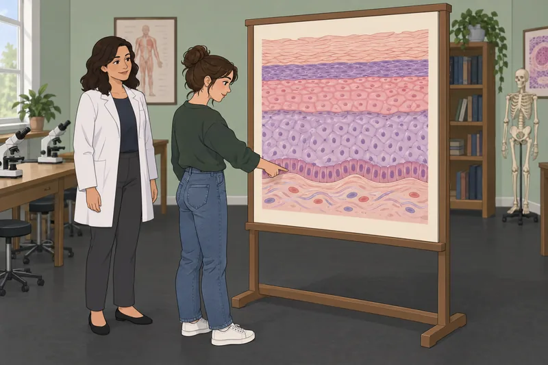 cuestionario sobre las capas: estudiante ajusta el microscopio.