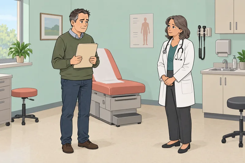 Erectile Dysfunction Quiz: a calm clinic consultation.