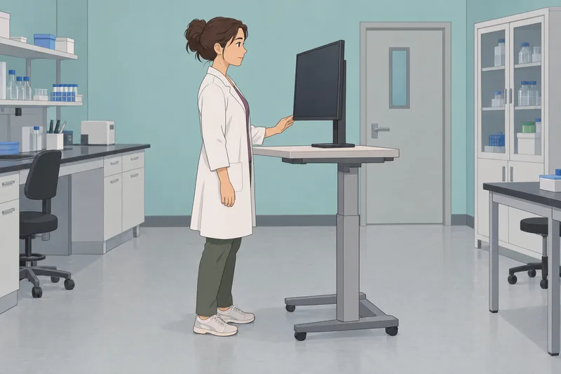 El cuestionario sobre ergonomía muestra un monitor ajustado.