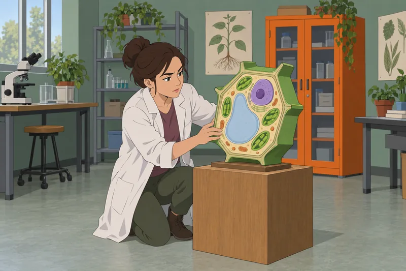 Eukaryotic Cell Labeling beside a plant-cell model.