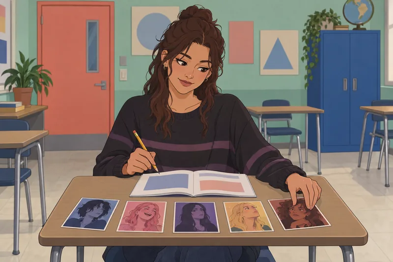 Quiz de personajes muestra tarjetas de personajes.