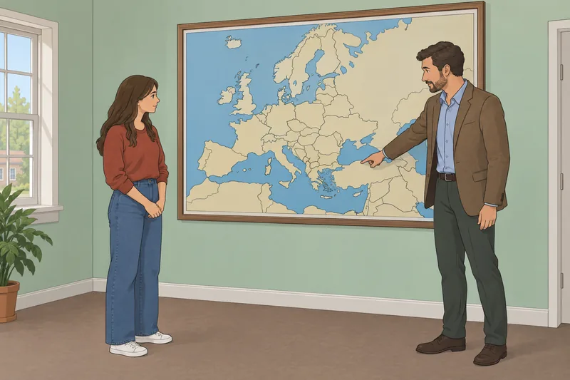 Europe Map Quiz beside a framed Europe map.
