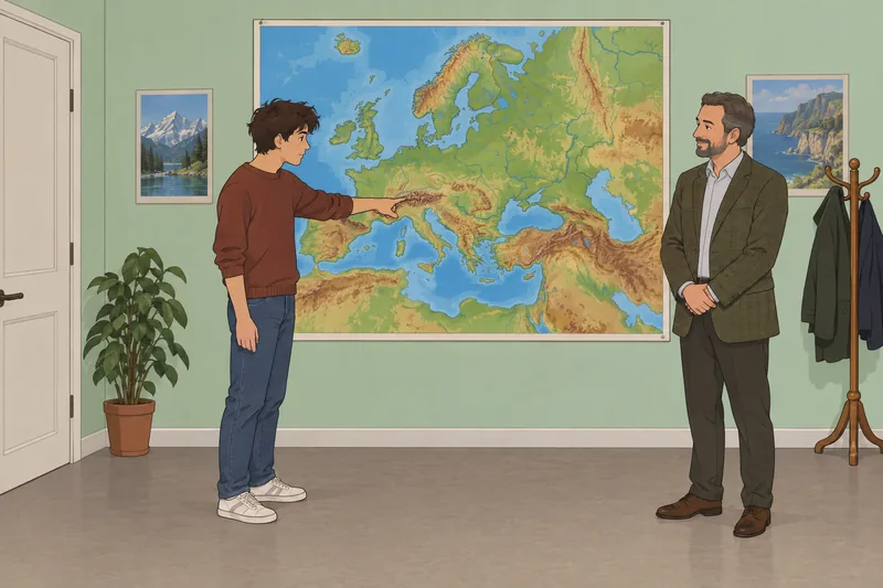 Europe Physical Map learner traces a mountain range.