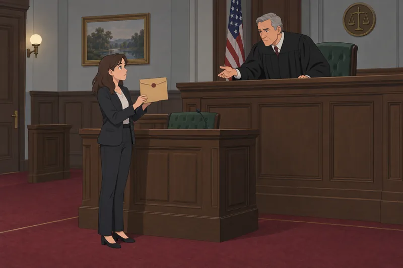 Evidence Law Quiz shows a sealed exhibit envelope.