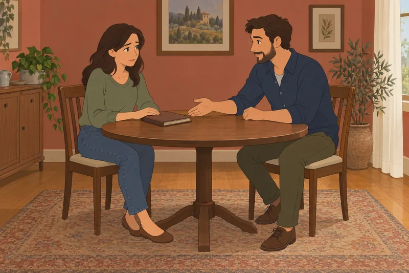 experiencia en relaciones muestra una pareja escuchándose.