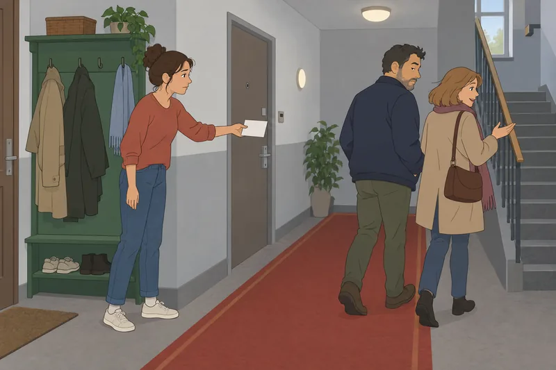 Social Exclusion Experience unfolds in an apartment hallway.