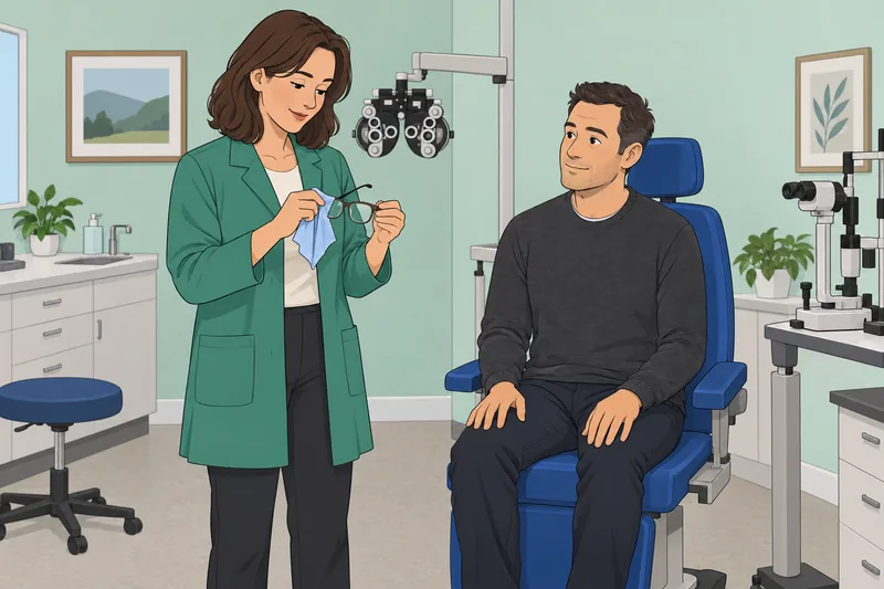 Eyeglasses and Hearing guide a clinic demonstration.