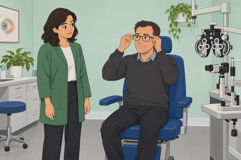 El cuestionario sobre anteojos muestra cuidados clínicos.