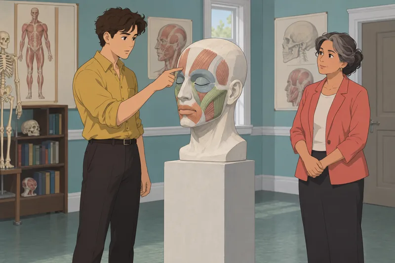 Facial Muscles Quiz shows a student studying anatomy.