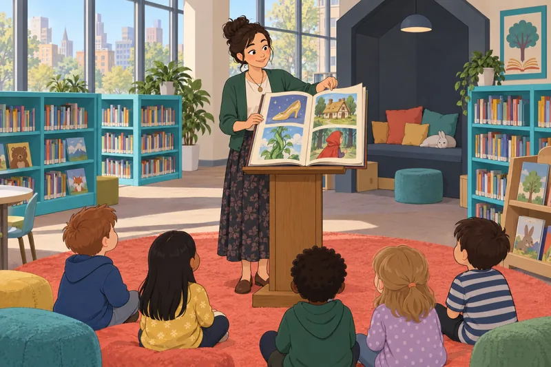 Fairy Tale Character appears in a public library.