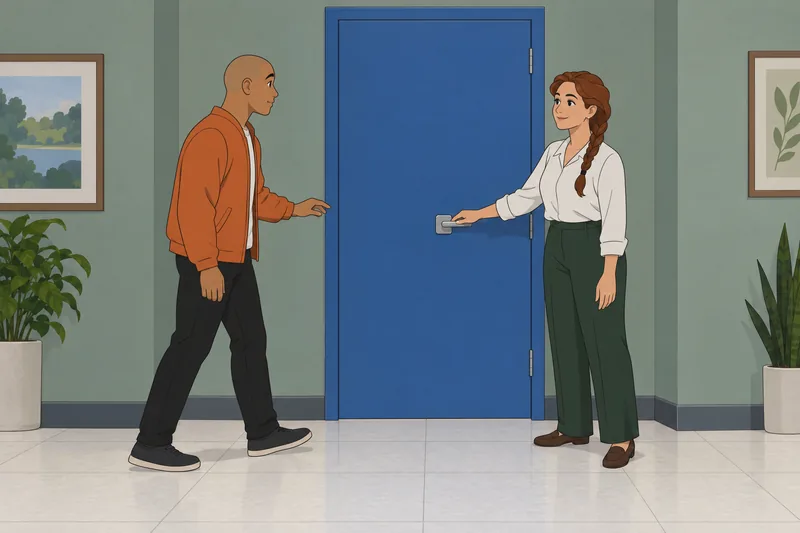Familiar Commands in Spanish reach a hallway door.