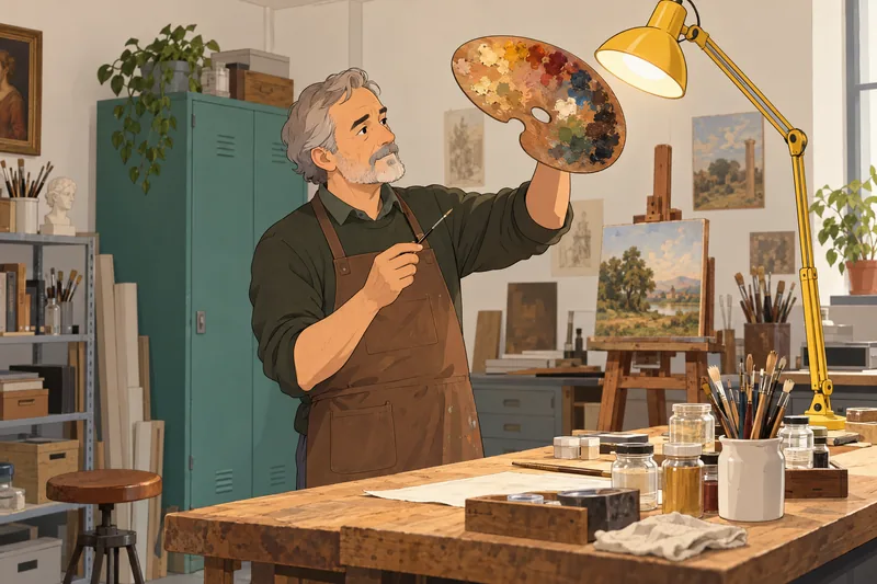El cuestionario sobre pinturas muestra una paleta.