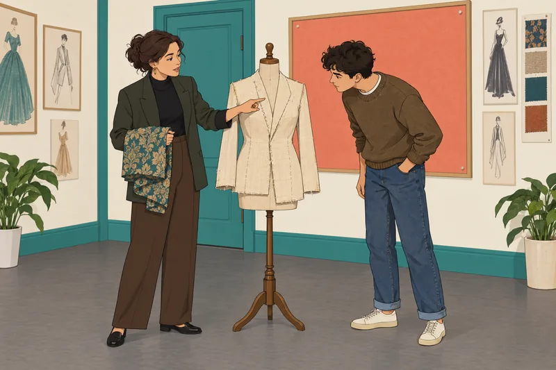 Fashion Quiz Questions show an instructor studying patterns.